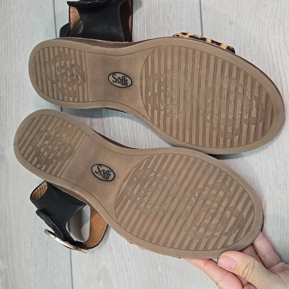 Sofft Women Leopard Leather Cow Hair Ankle Sandals Shoes Sz 9.5M - Picture 10 of 13